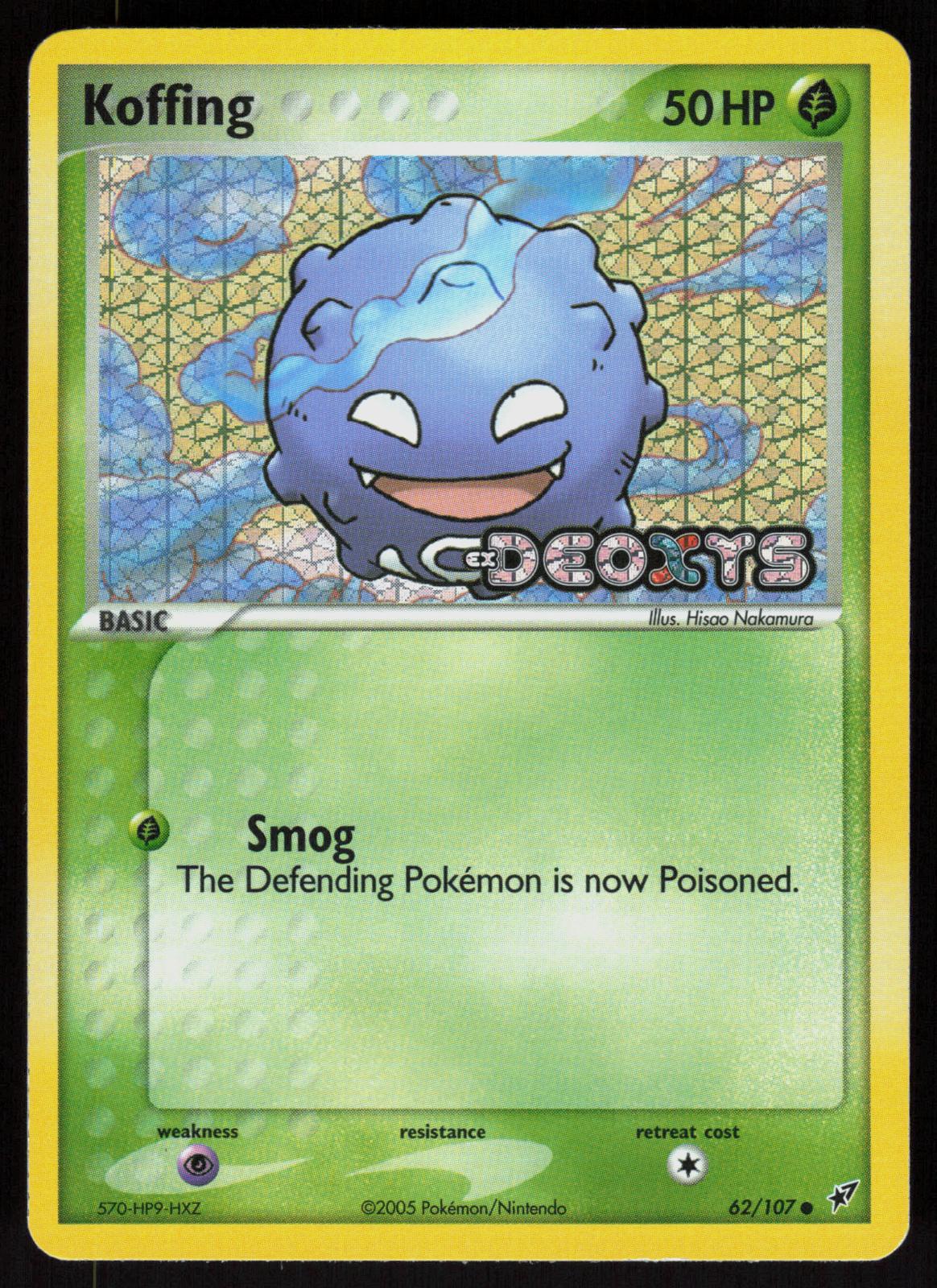 Pokemon Koffing 62/107 Deoxys Common Reverse Holo Near Mint