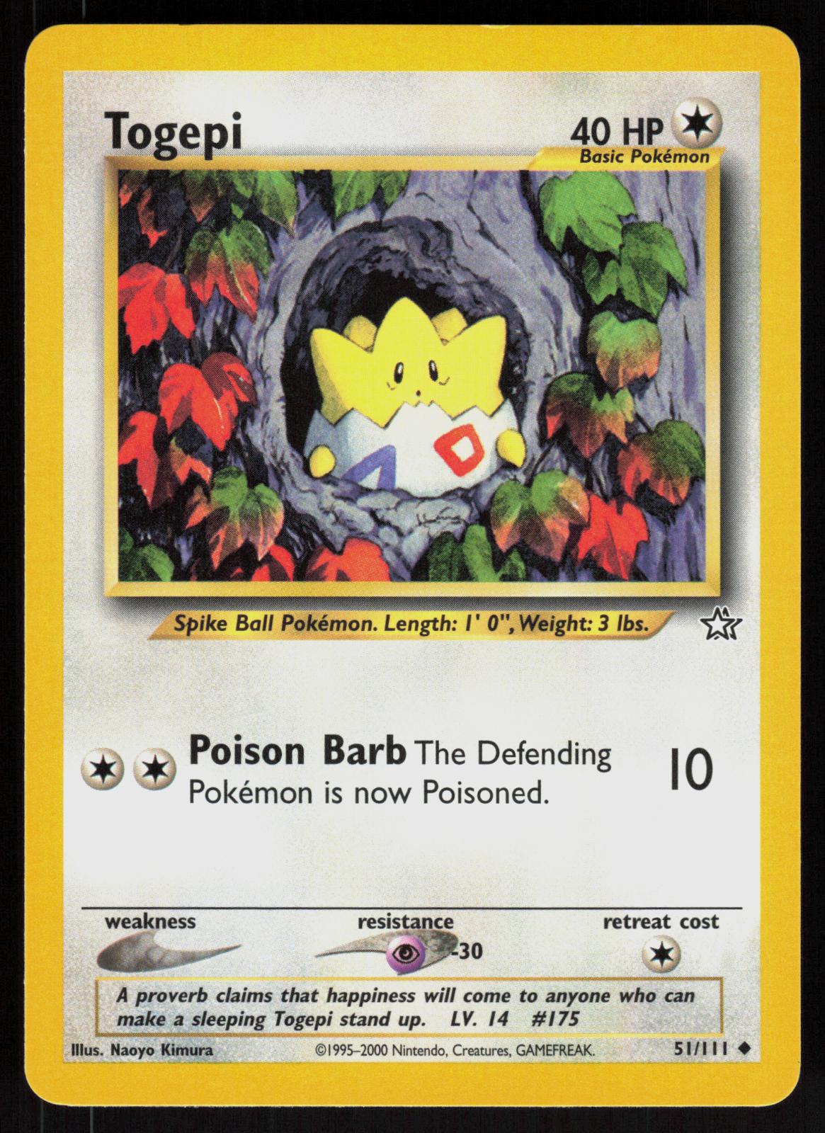 Pokemon Togepi 51/111 Neo Genesis Uncommon Near Mint