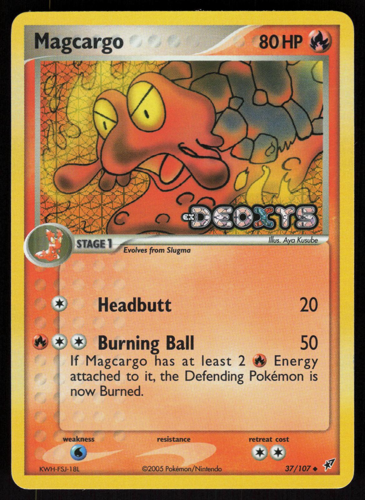 Pokemon Magcargo 37/107 Deoxys Uncommon Reverse Holo Near Mint