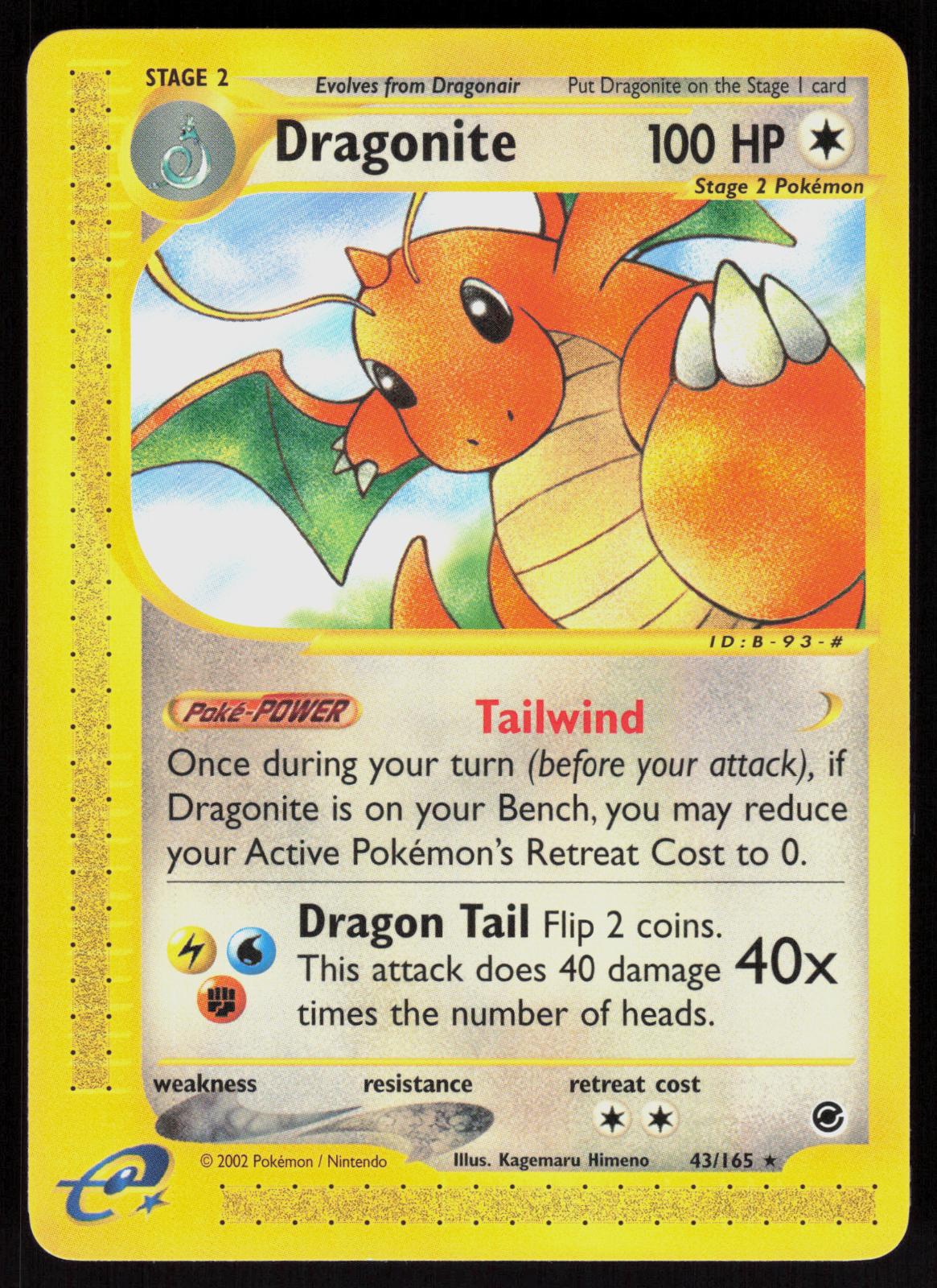 Pokemon Dragonite 43/165 Expedition Base Set Rare Lightly Played