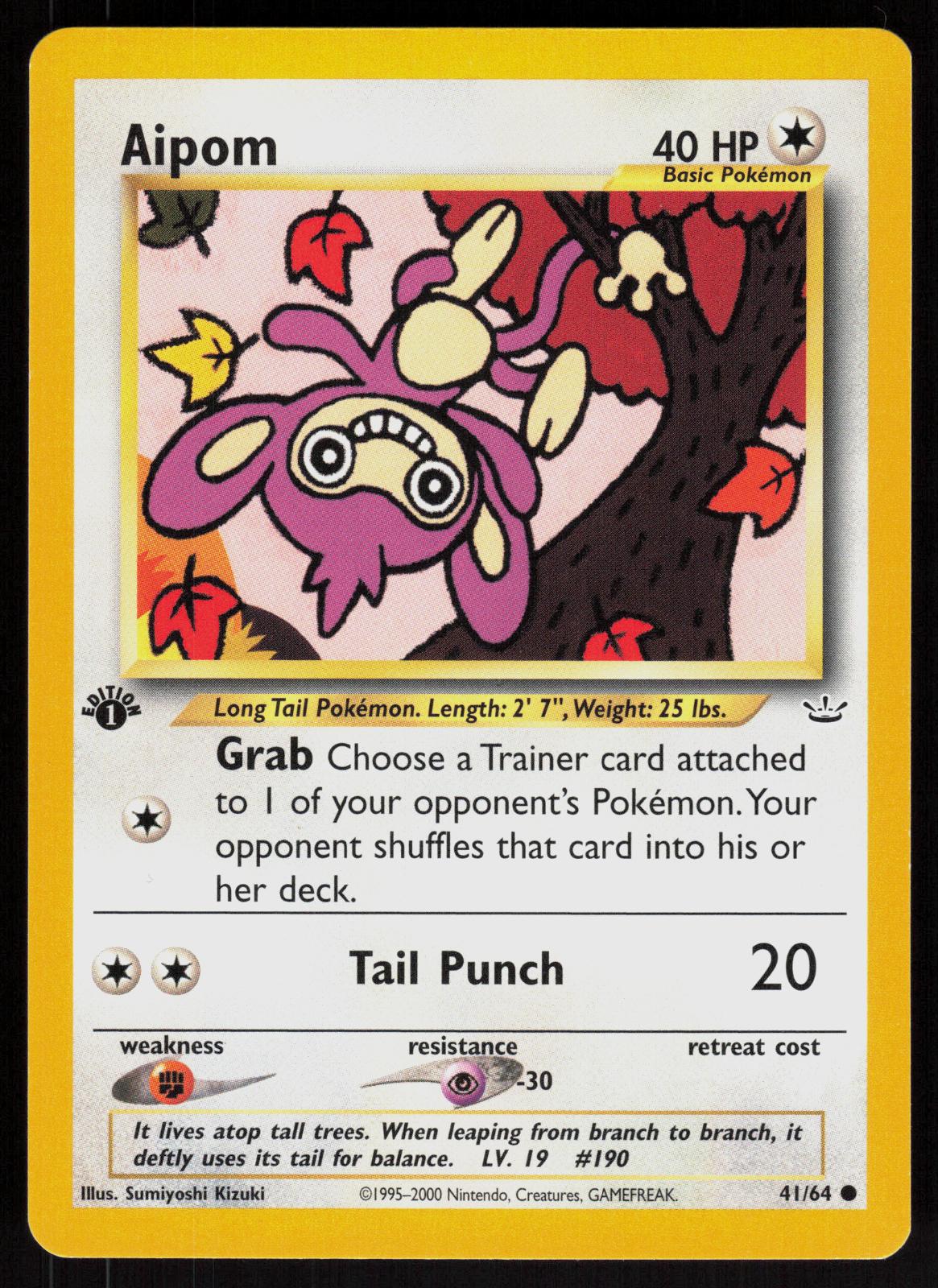 Pokemon Aipom 41/64 Neo Revelation Common 1st Edition Near Mint