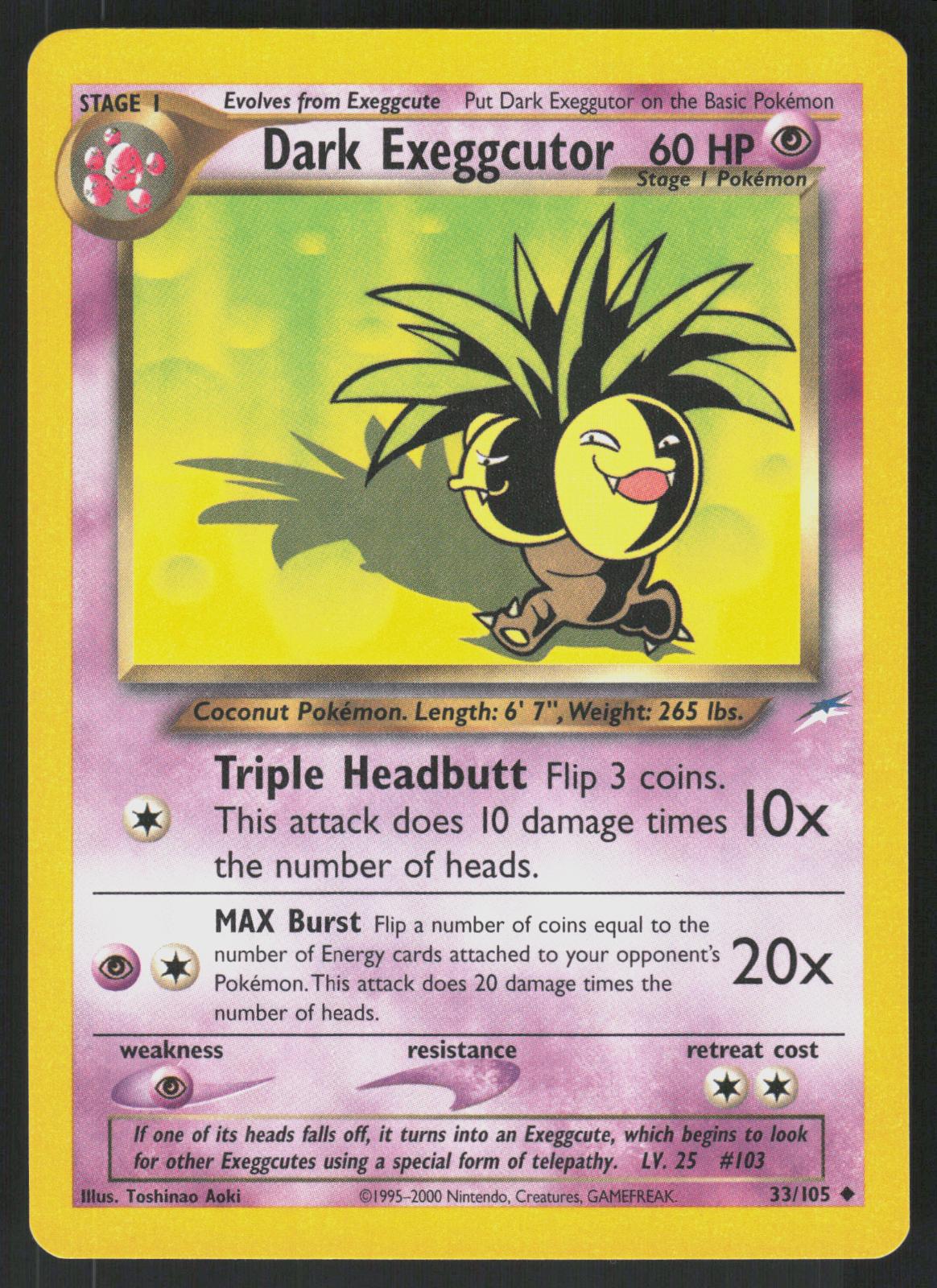 Pokemon Dark Exeggutor 33/105 Neo Destiny Uncommon Near Mint