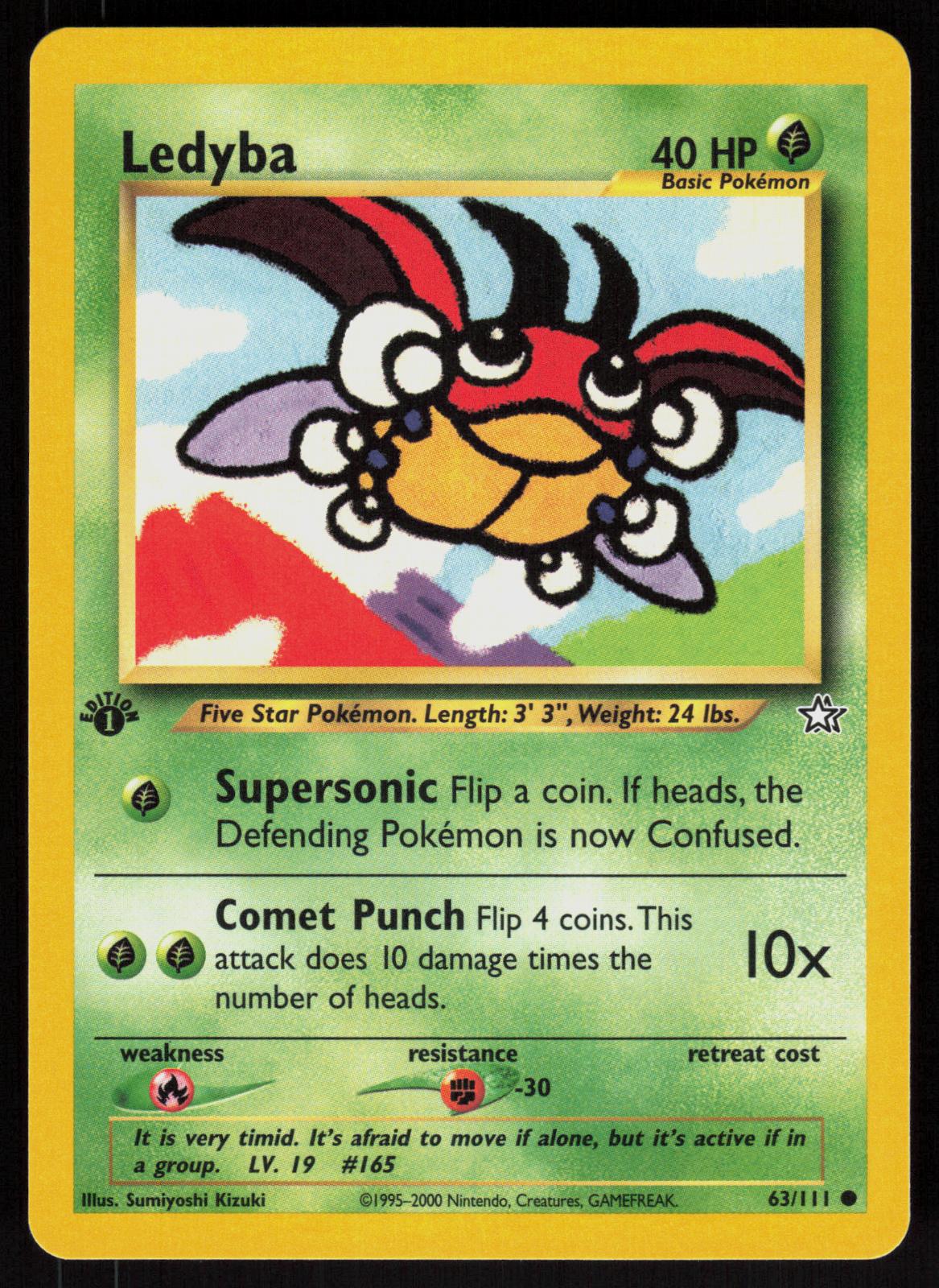 Pokemon Ledyba 63/111 Neo Genesis Common 1st Edition Near Mint