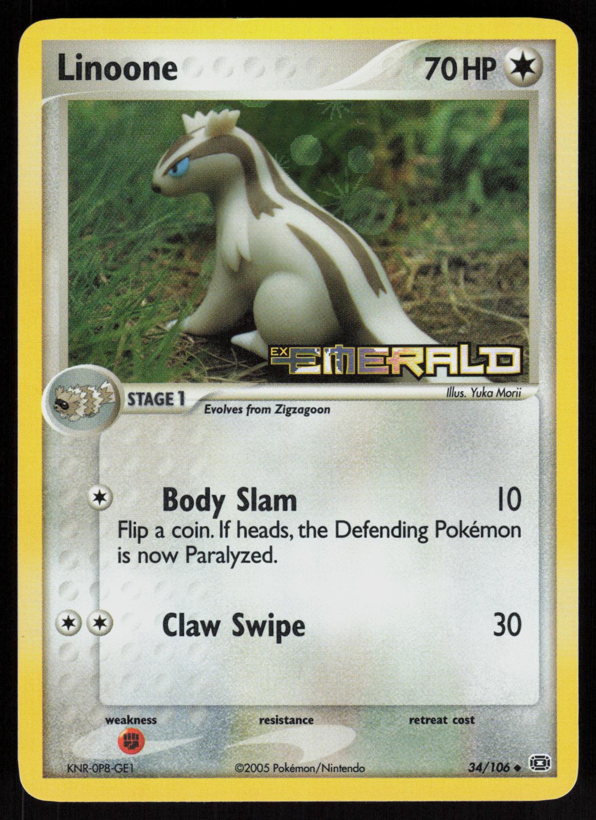 Pokemon Linoone 34/106 Emerald Uncommon Reverse Holo Near Mint
