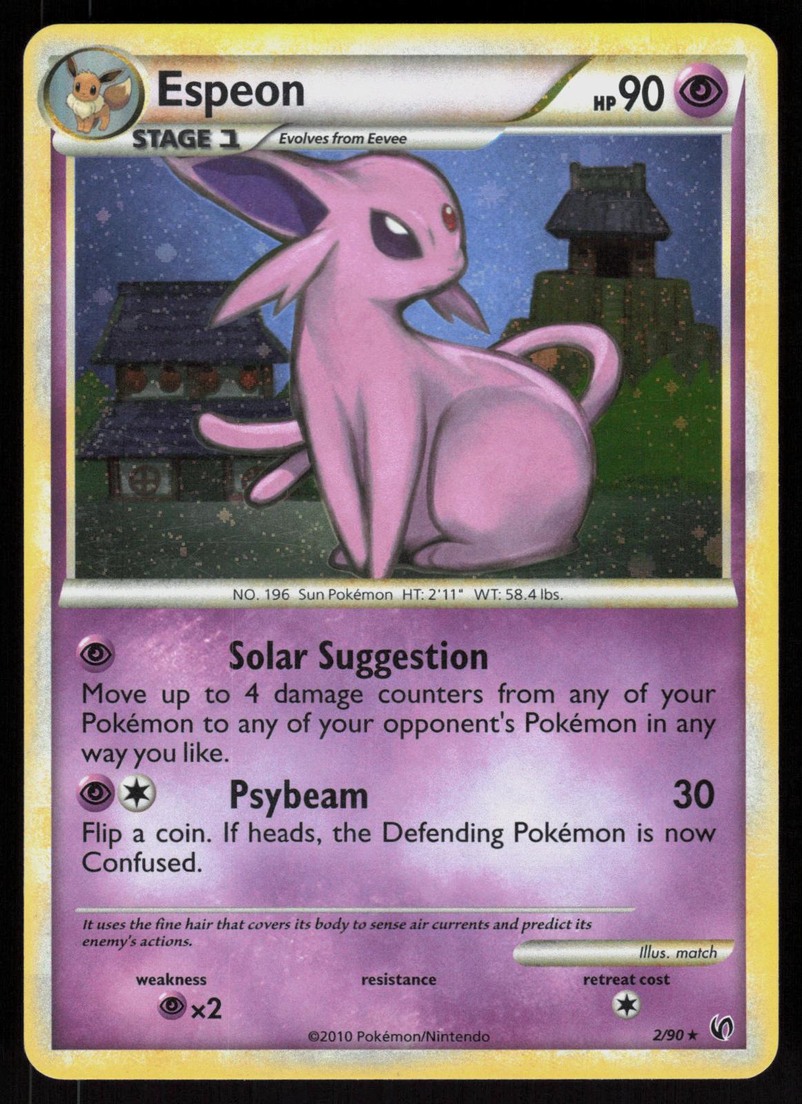 Pokemon Espeon 2/90 HGSS Undaunted Holo Rare Lightly Played