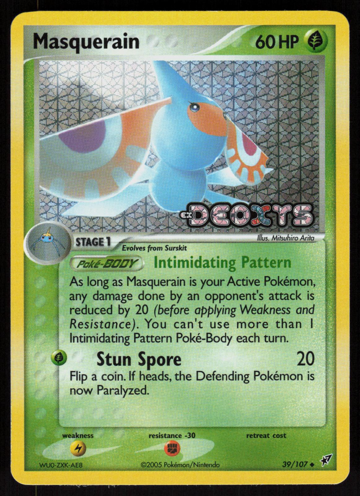 Pokemon Masquerain 39/107 Deoxys Uncommon Reverse Holo Near Mint