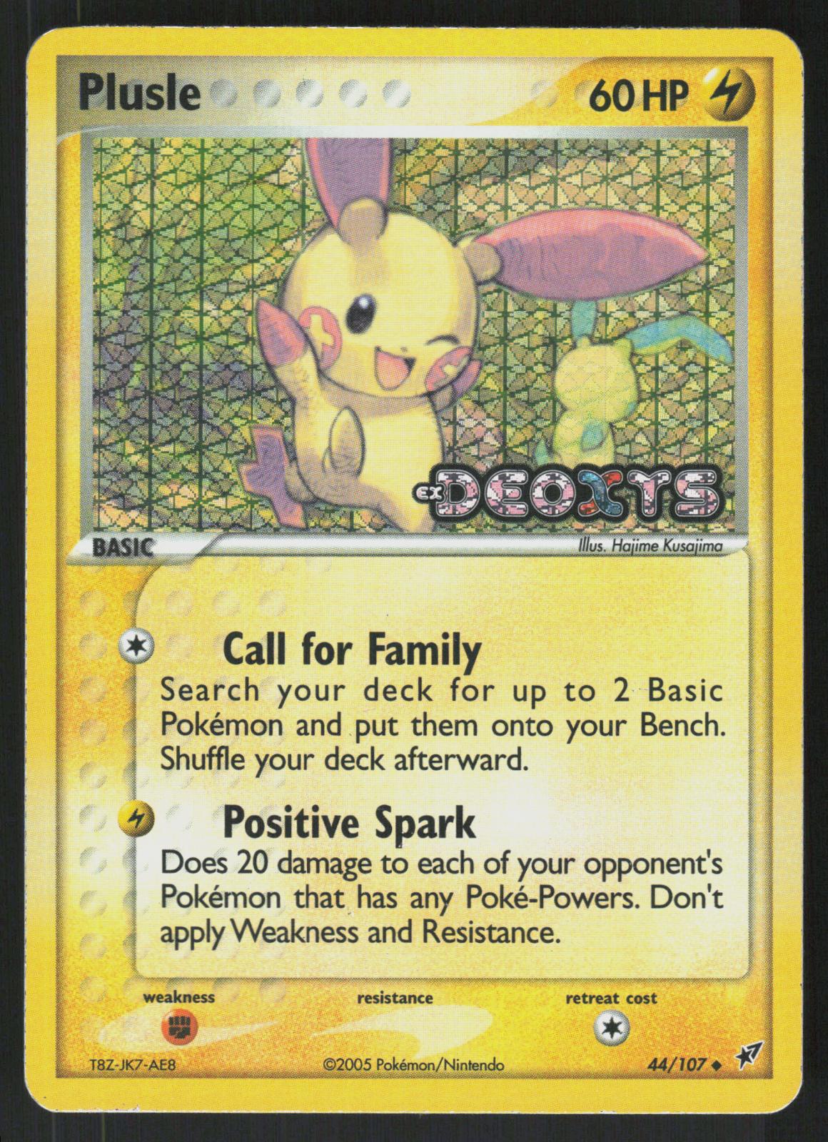 Pokemon Plusle 44/107 Deoxys Uncommon Reverse Holo Moderately Played
