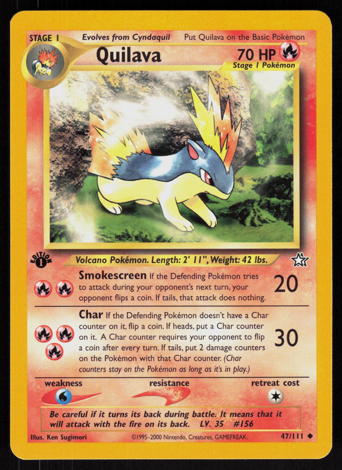 Pokemon Quilava 47/111 Neo Genesis Uncommon 1st Edition Near Mint