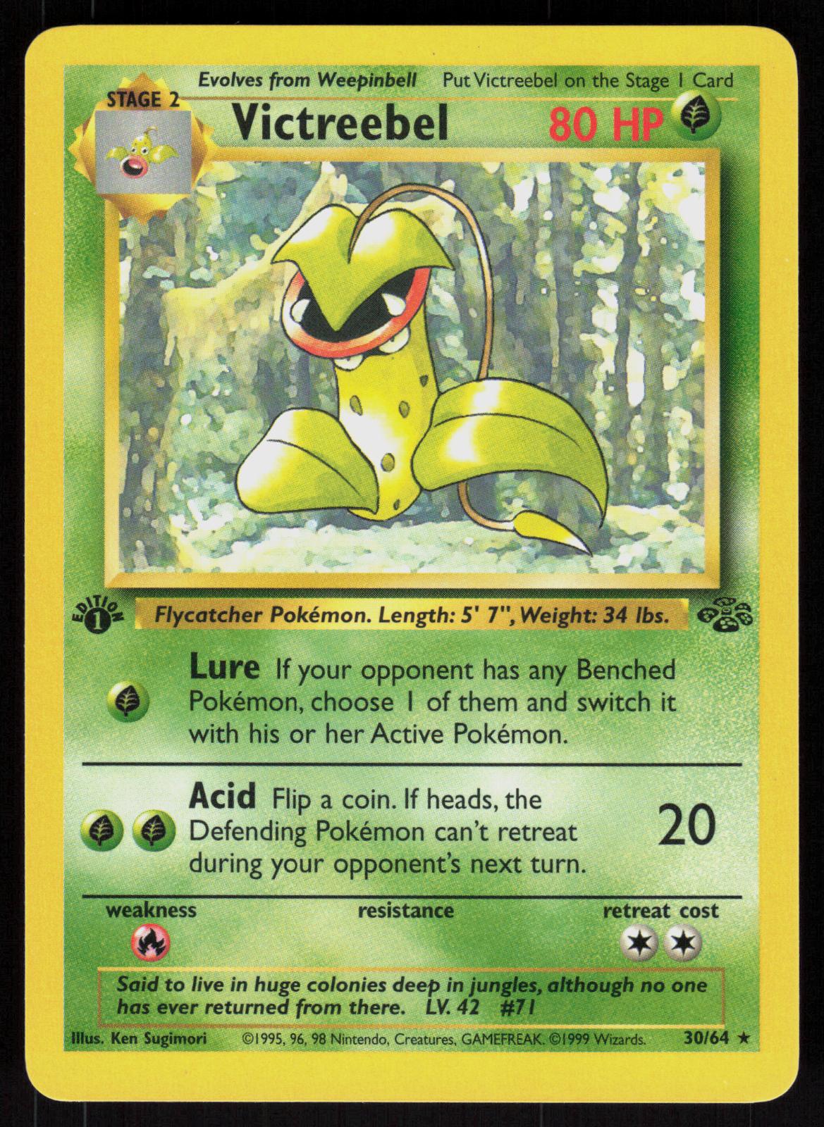 Pokemon Victreebel 30/64 Jungle Rare 1st Edition Near Mint