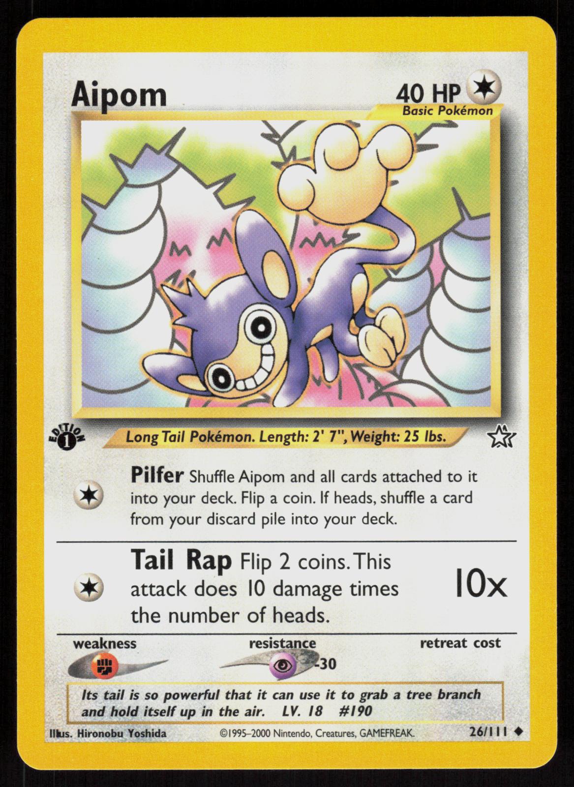 Pokemon Aipom 26/111 Neo Genesis Uncommon 1st Edition Near Mint