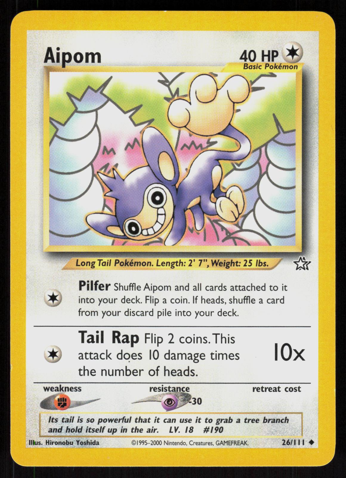 Pokemon Aipom 26/111 Neo Genesis Uncommon Near Mint