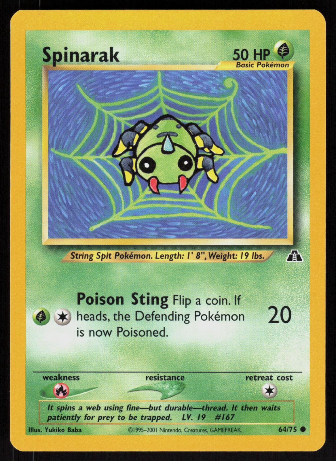 Pokemon Spinarak 64/75 Neo Discovery Common Near Mint