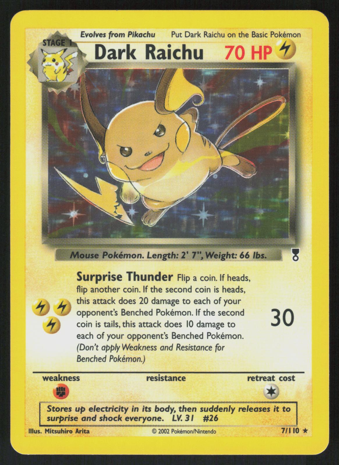 Pokemon Dark Raichu 7/110  Legendary Collection Holo Rare Near Mint
