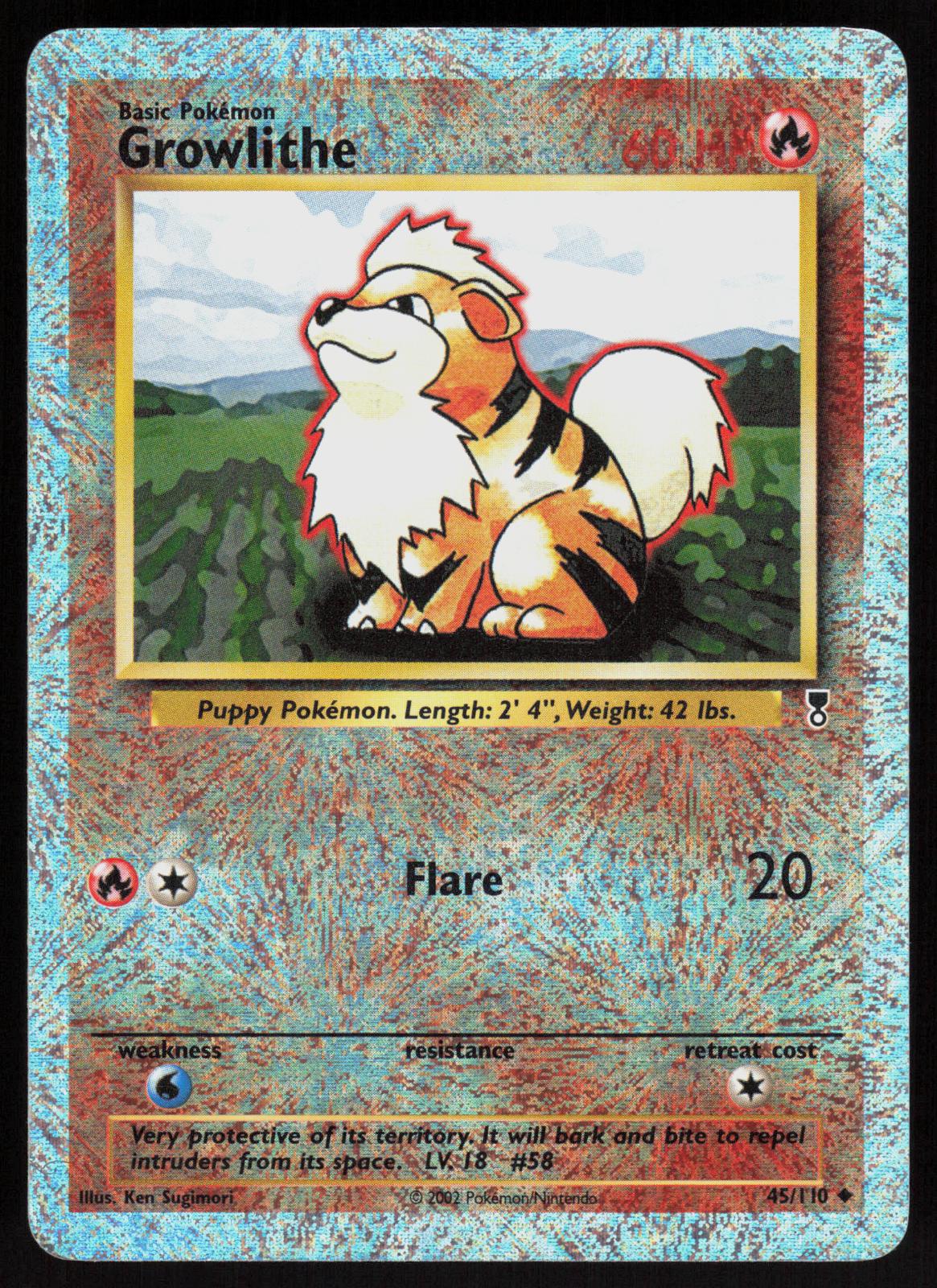 Pokemon Growlithe 45/110 Legendary Collection Reverse Holo Lightly Played