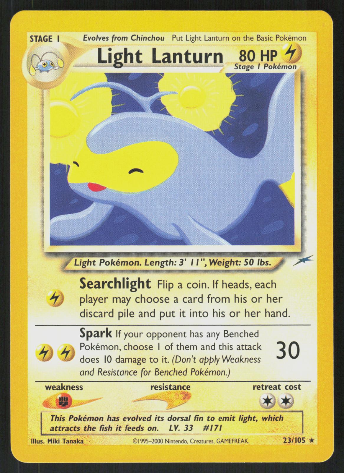 Pokemon Light Lanturn 23/105 Neo Destiny Rare Near Mint