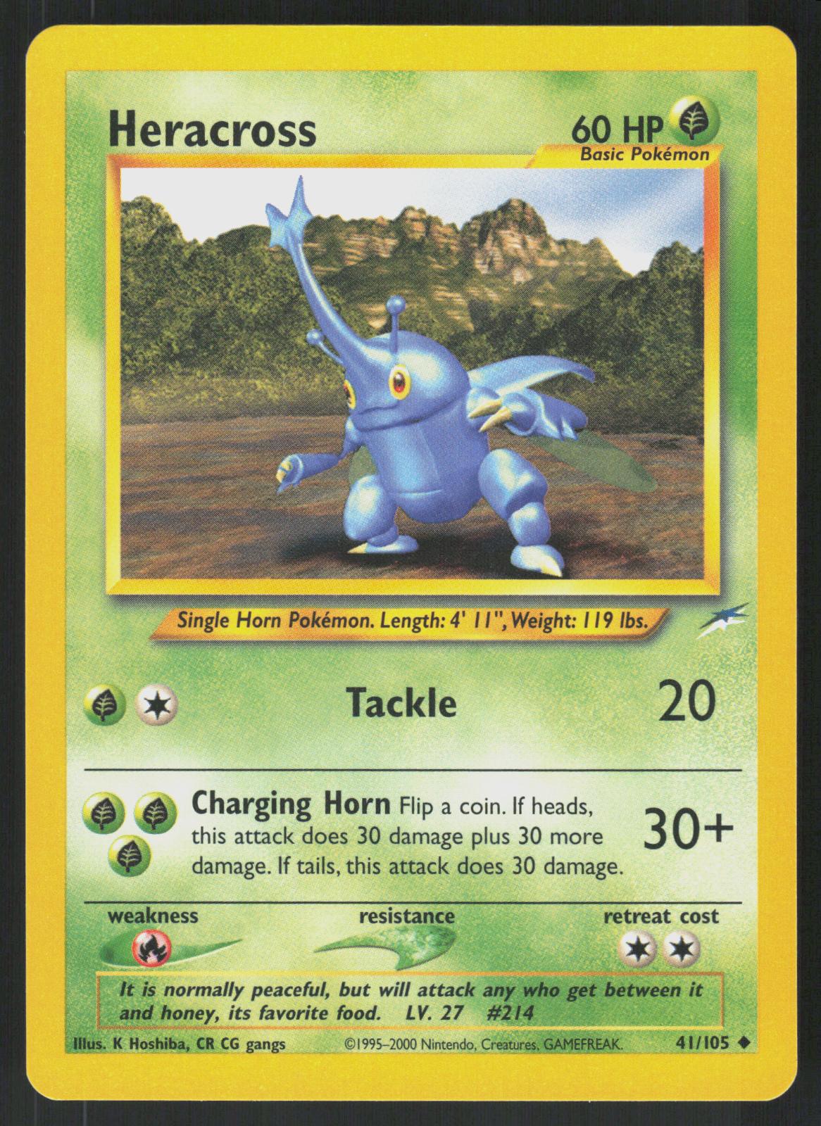 Pokemon Heracross 41/105 Neo Destiny Uncommon Near Mint