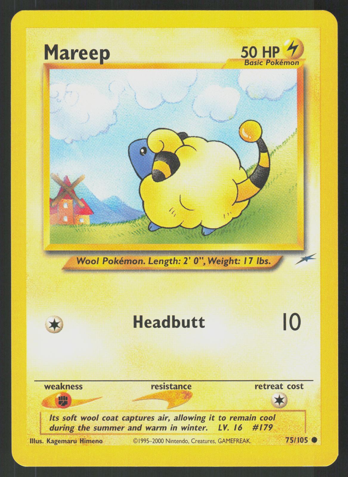 Pokemon Mareep 75/105 Neo Destiny Common Near Mint
