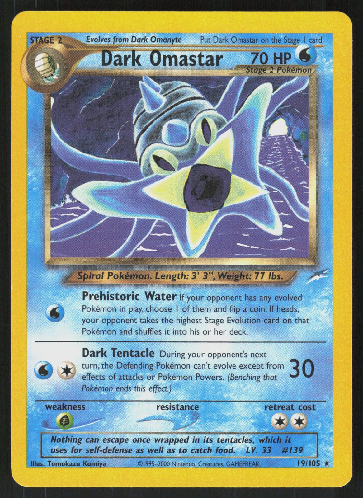 Pokemon Dark Omastar 19/105 Neo Destiny Rare Near Mint