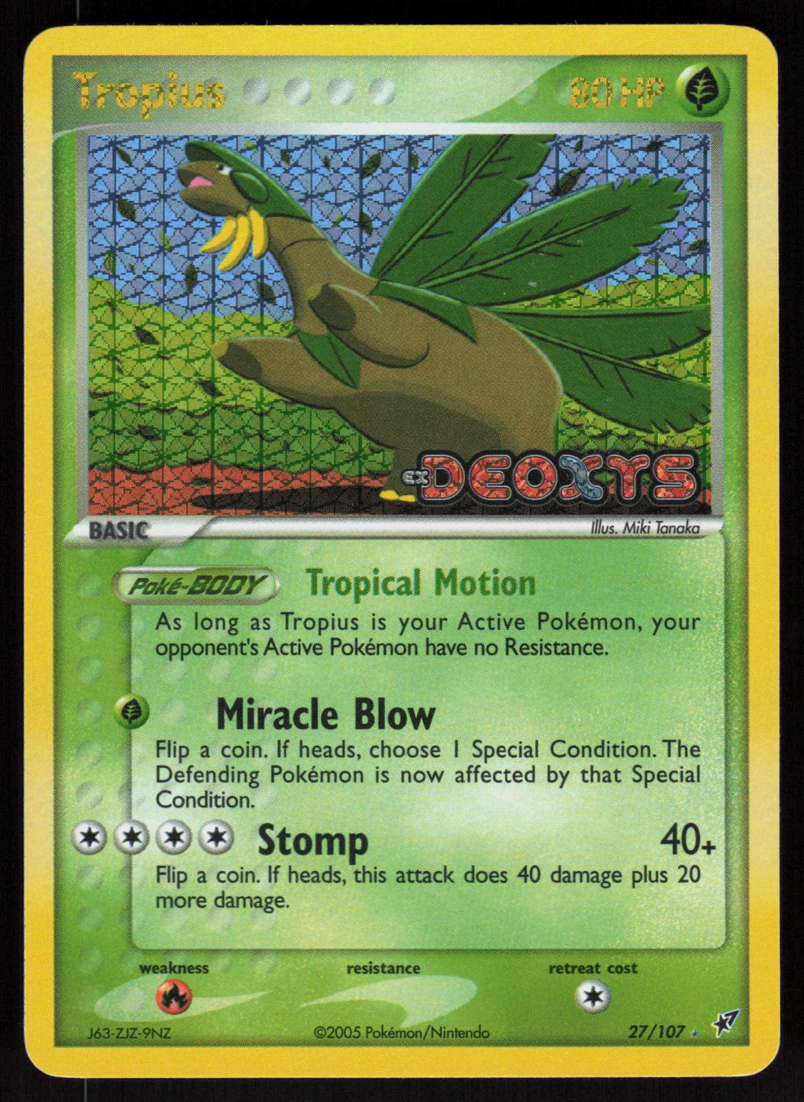 Pokemon Tropius 27/107 Deoxys Rare Reverse Holo Near Mint
