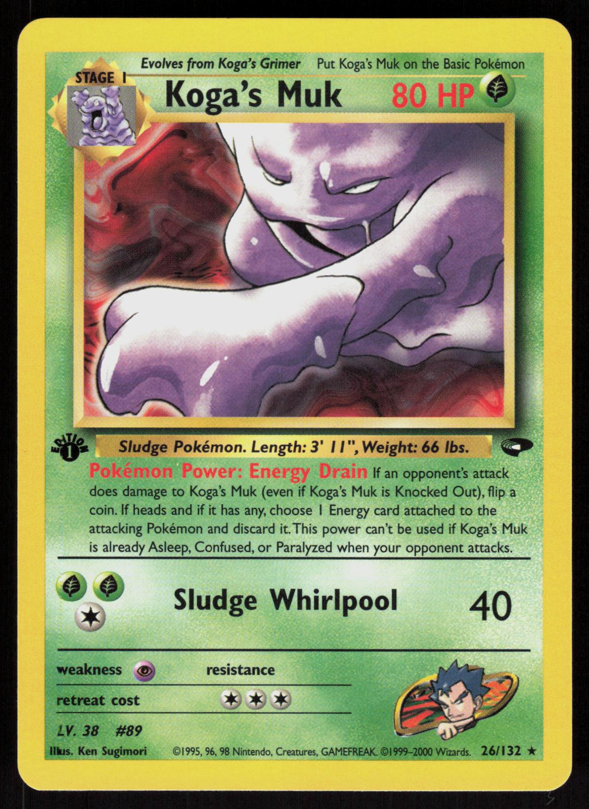 Pokemon Koga's Muk 26/132 Gym Challenge Rare 1st Edition Near Mint