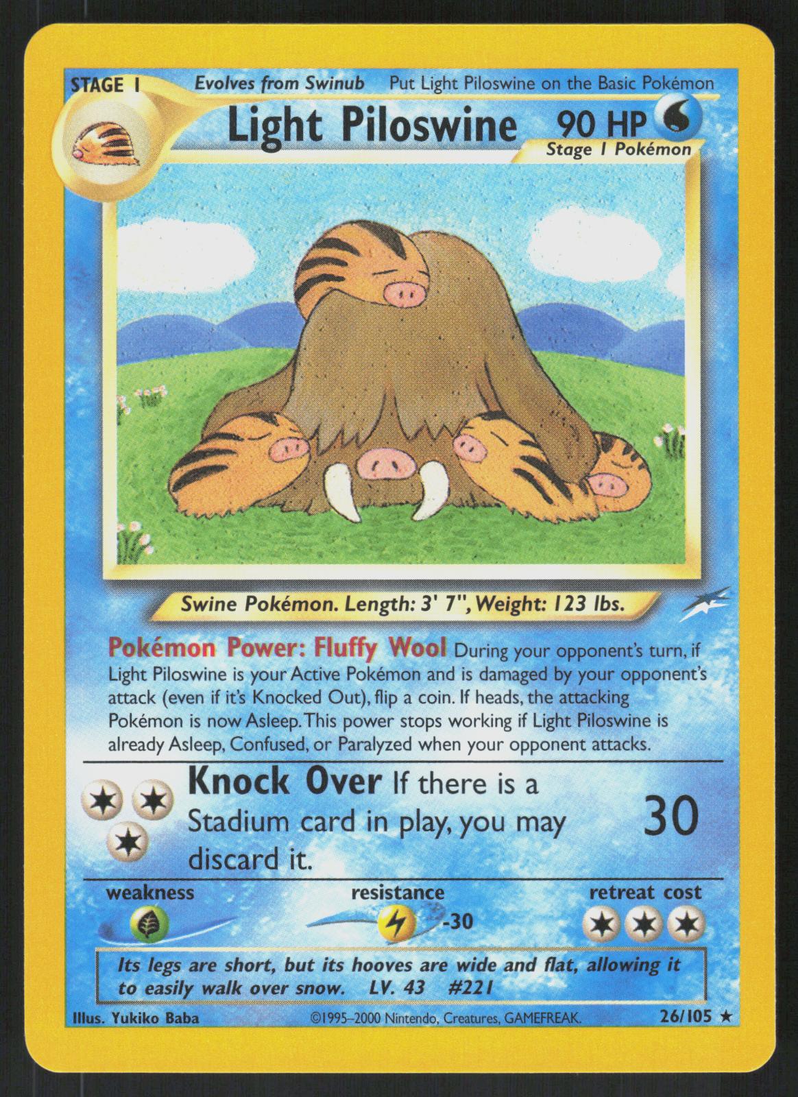 Pokemon Light Piloswine 26/105 Neo Destiny Rare Near Mint