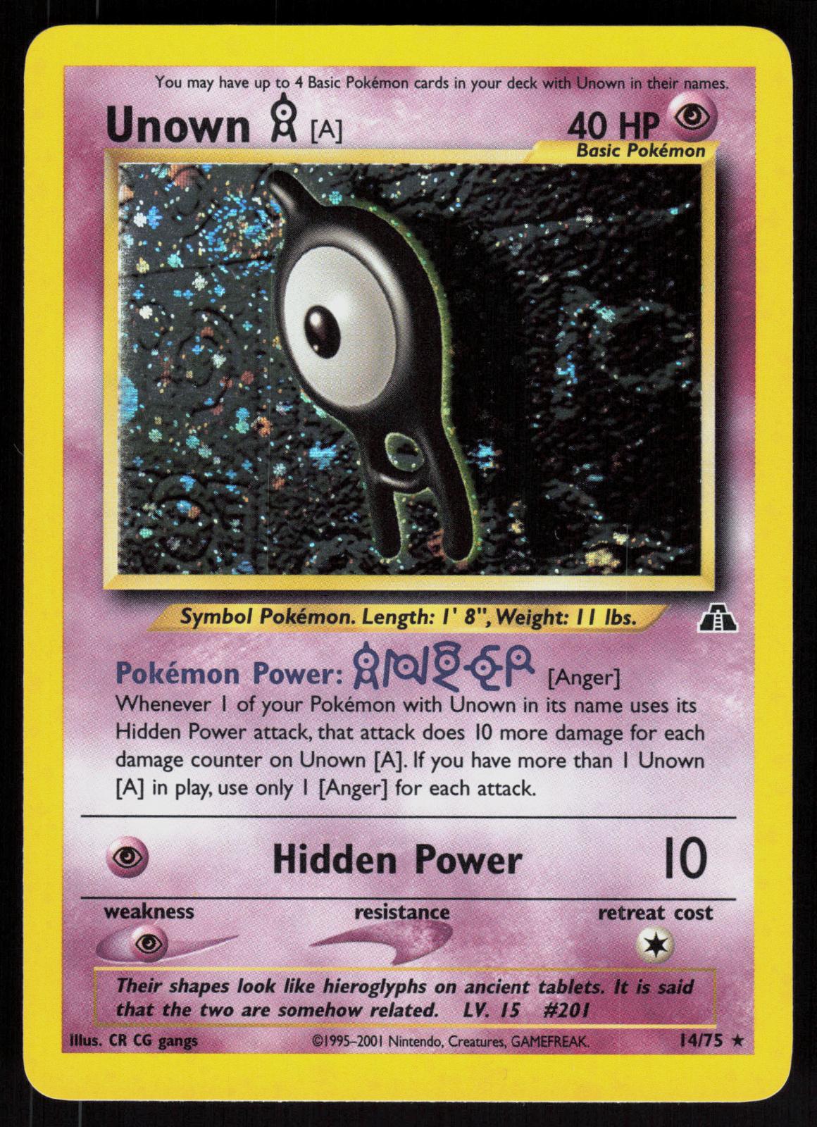 Pokemon Unown [A] 14/75 Neo Discovery Holo Rare Near Mint