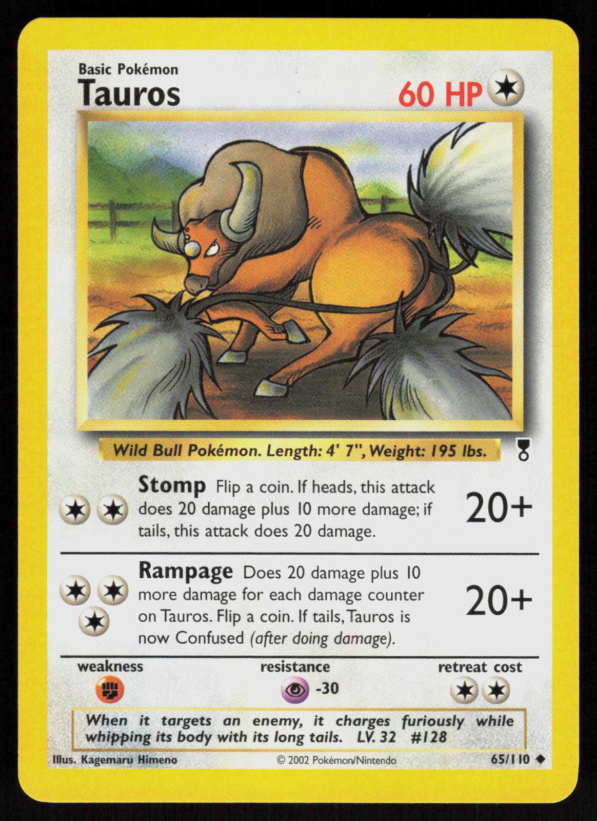 Pokemon Tauros 65/110 Legendary Collection Uncommon Near Mint