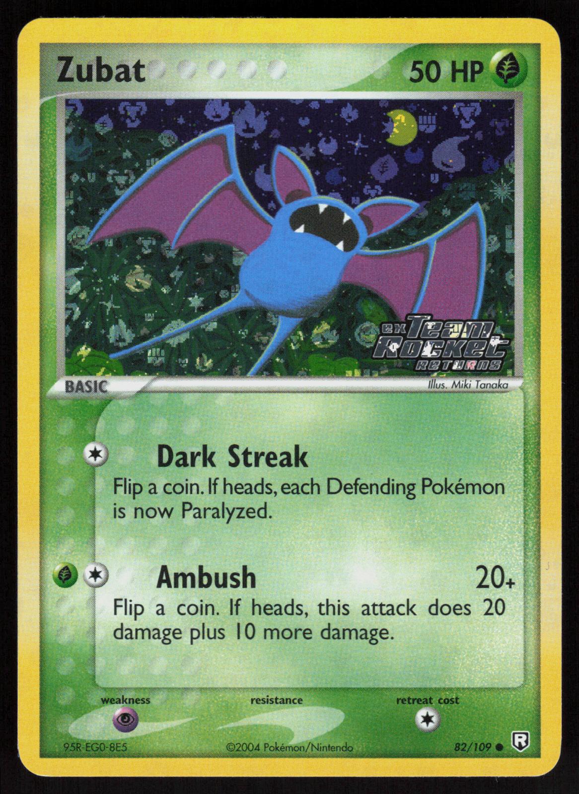 Pokemon Zubat 82/109 Team Rocket Returns Common Reverse Holo Near Mint