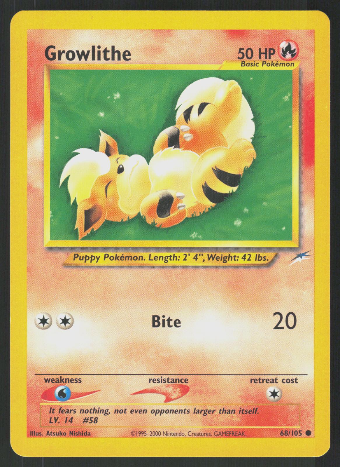 Pokemon Growlithe 68/105 Neo Destiny Common Near Mint