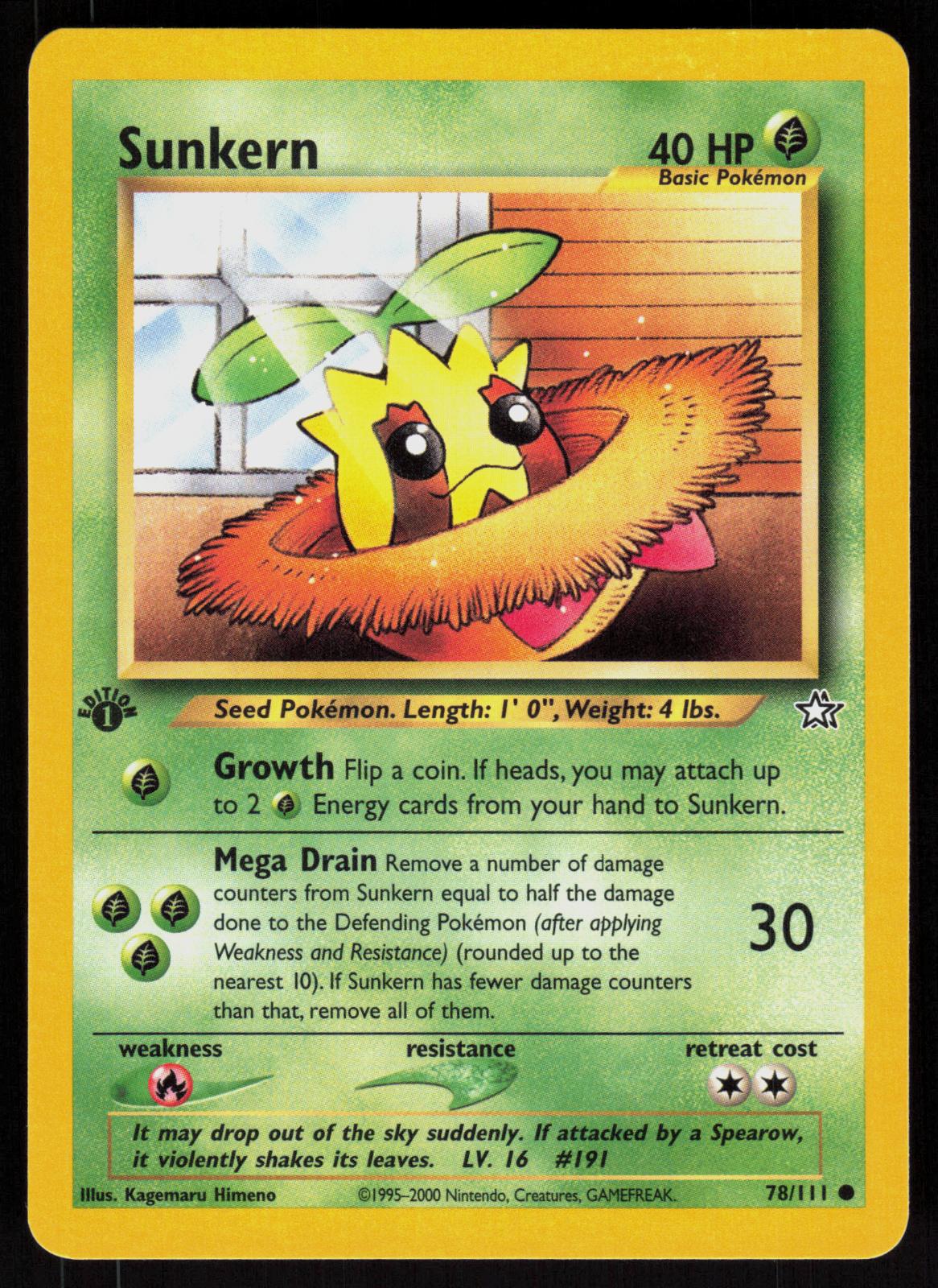 Pokemon Sunkern 78/111 Neo Genesis Common 1st Edition Near Mint
