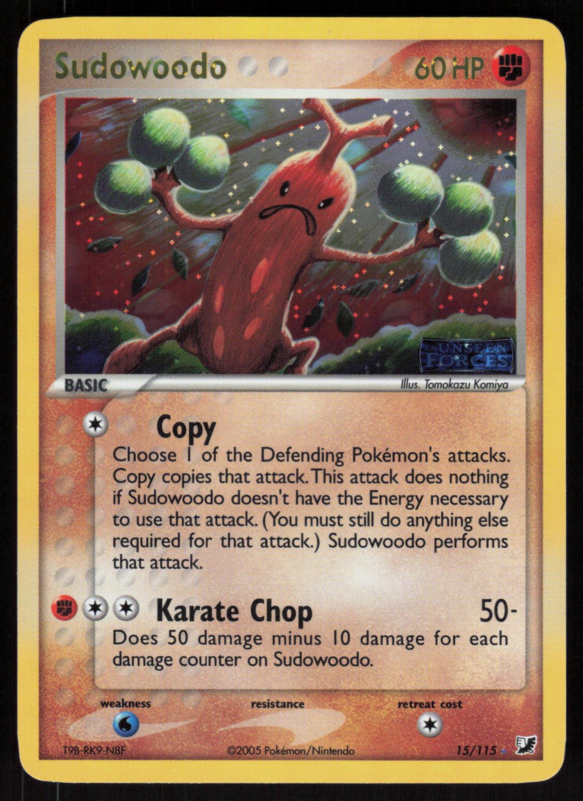 Pokemon Sudowoodo 15/115 Unseen Forces Holo Rare Reverse Holo Near Mint