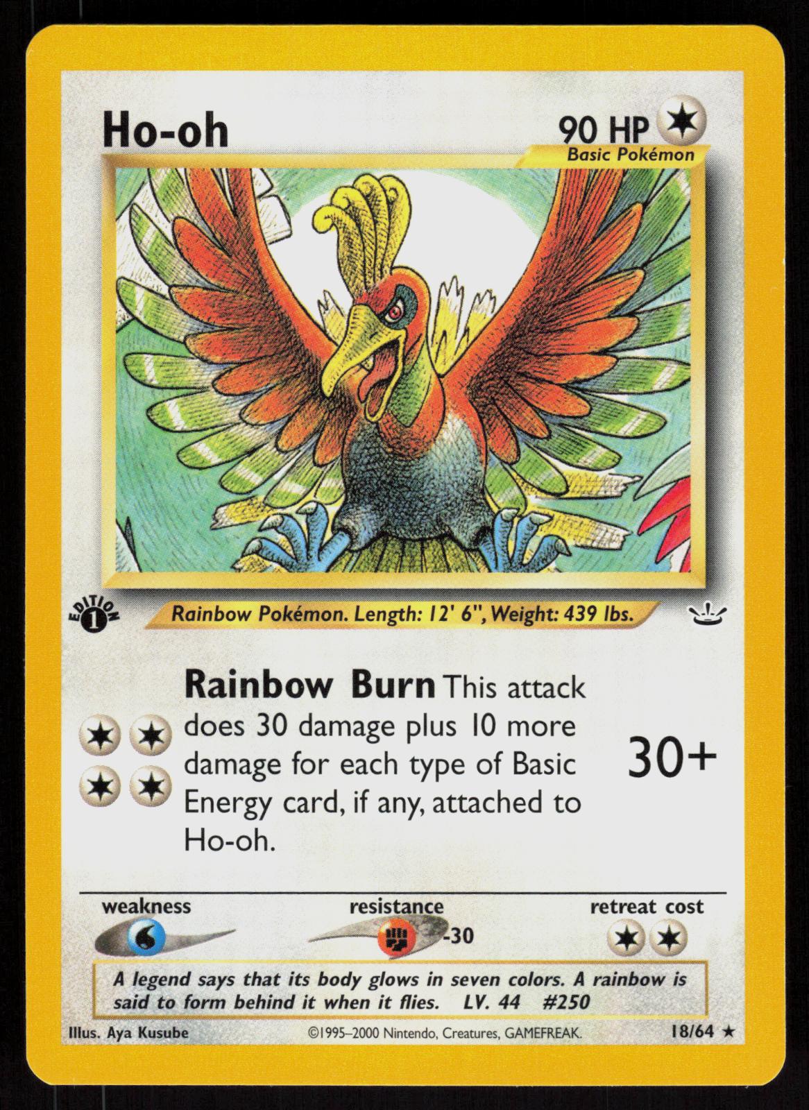 Pokemon Ho-oh 18/64 Neo Revelation Rare 1st Edition Near Mint
