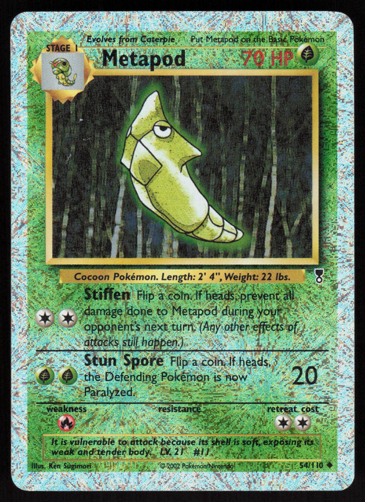 Pokemon Metapod 54/110 Legendary Collection Reverse Holo Moderately Played