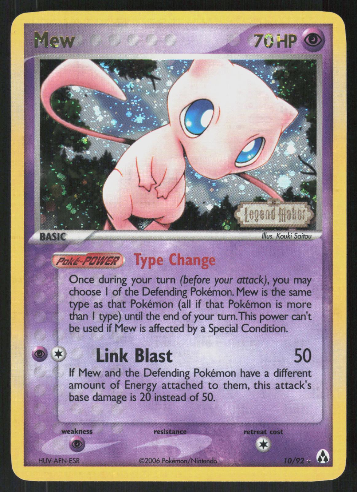 Pokemon Mew 10/92 Legend Maker Holo Rare Reverse Holo Lightly Played