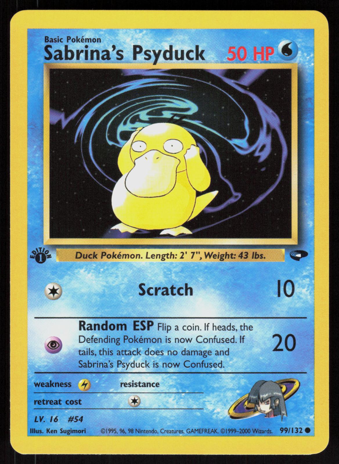 Pokemon Sabrina's Psyduck 99/132 Gym Challenge Common 1st Edition Near Mint