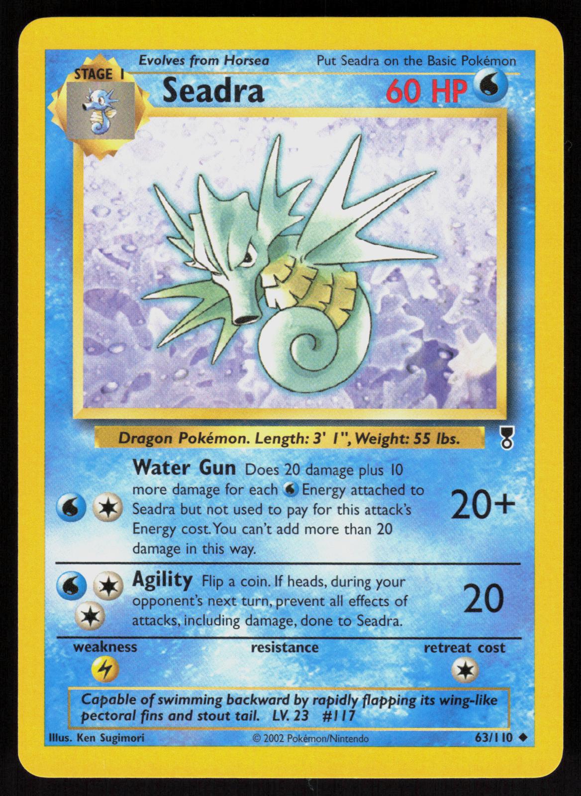Pokemon Seadra 63/110 Legendary Collection Uncommon Near Mint