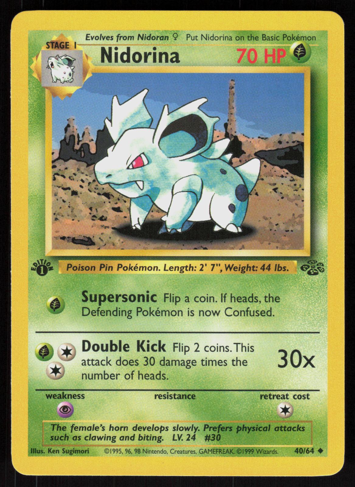 Pokemon Nidorina 40/64 Jungle Uncommon 1st Edition Near Mint