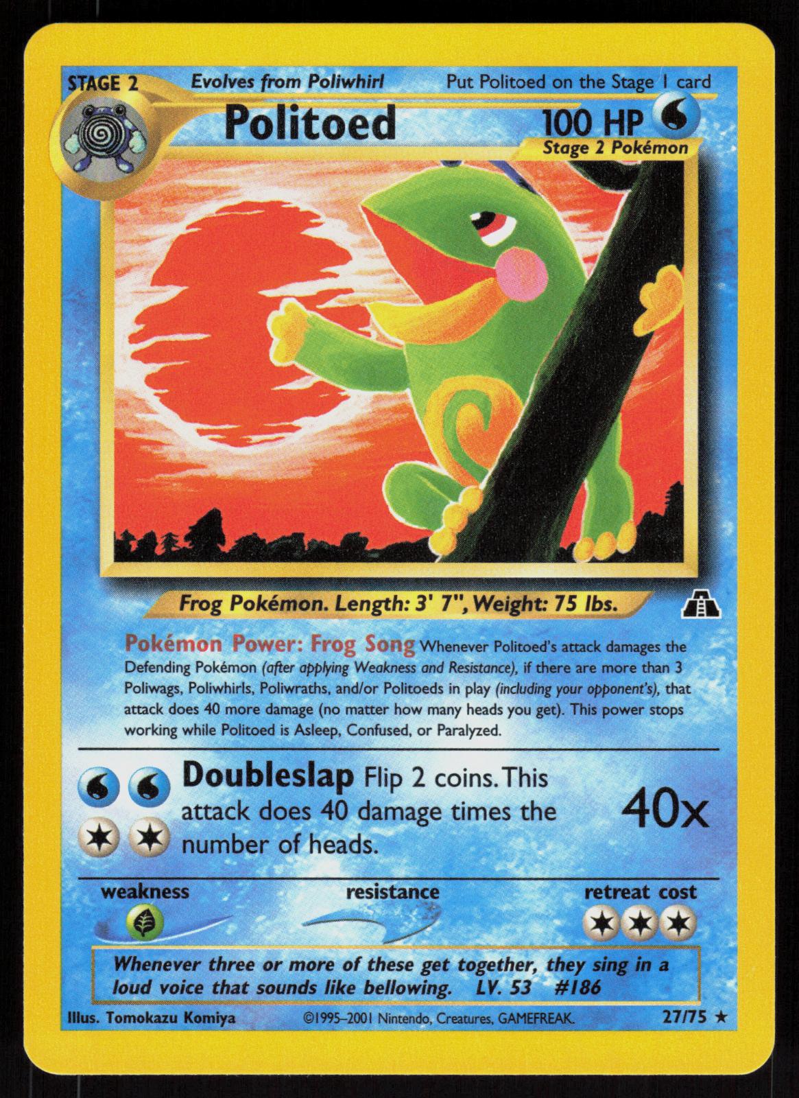 Pokemon Politoed 27/75 Neo Discovery Rare Near Mint