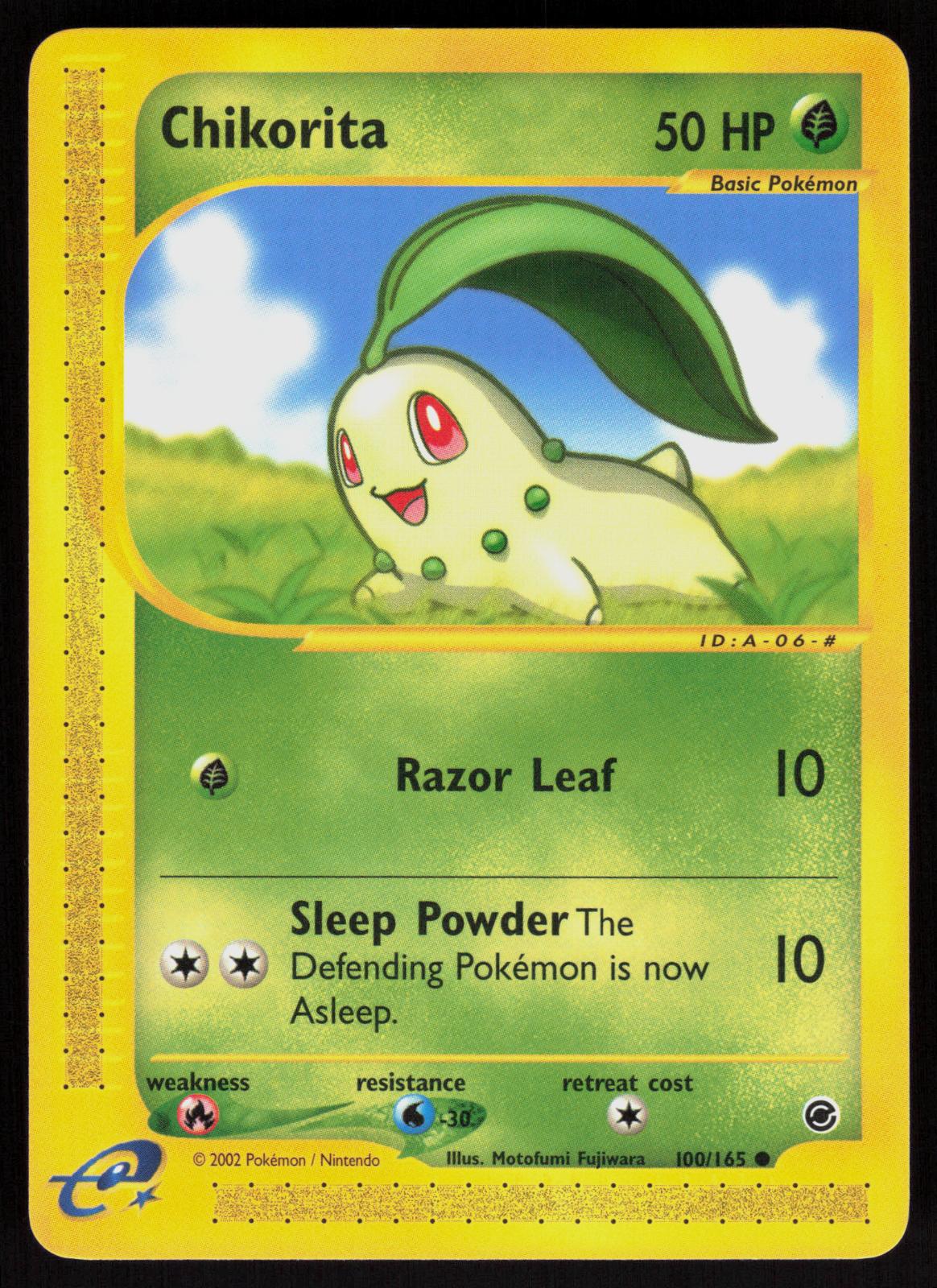 Pokemon Chikorita 100/165 Expedition Base Set Common Near Mint