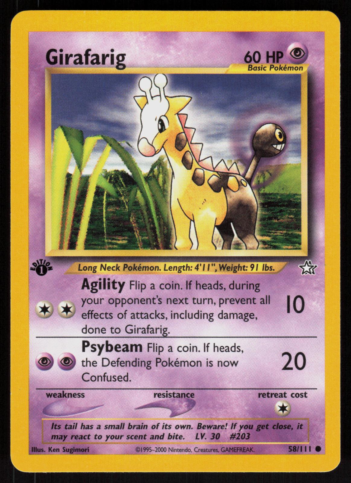 Pokemon Girafarig 58/111 Neo Genesis Common 1st Edition Near Mint