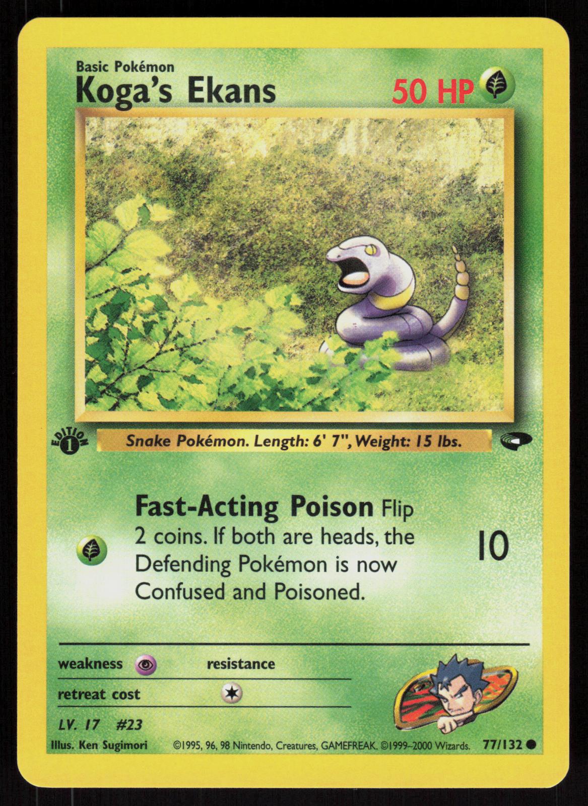 Pokemon Koga's Ekans 77/132 Gym Challenge Common 1st Edition Near Mint