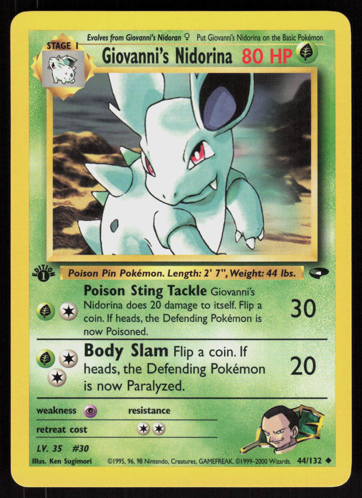 Pokemon Giovanni's Nidorina 44/132 Gym Challenge Uncommon 1st Edition Near Mint