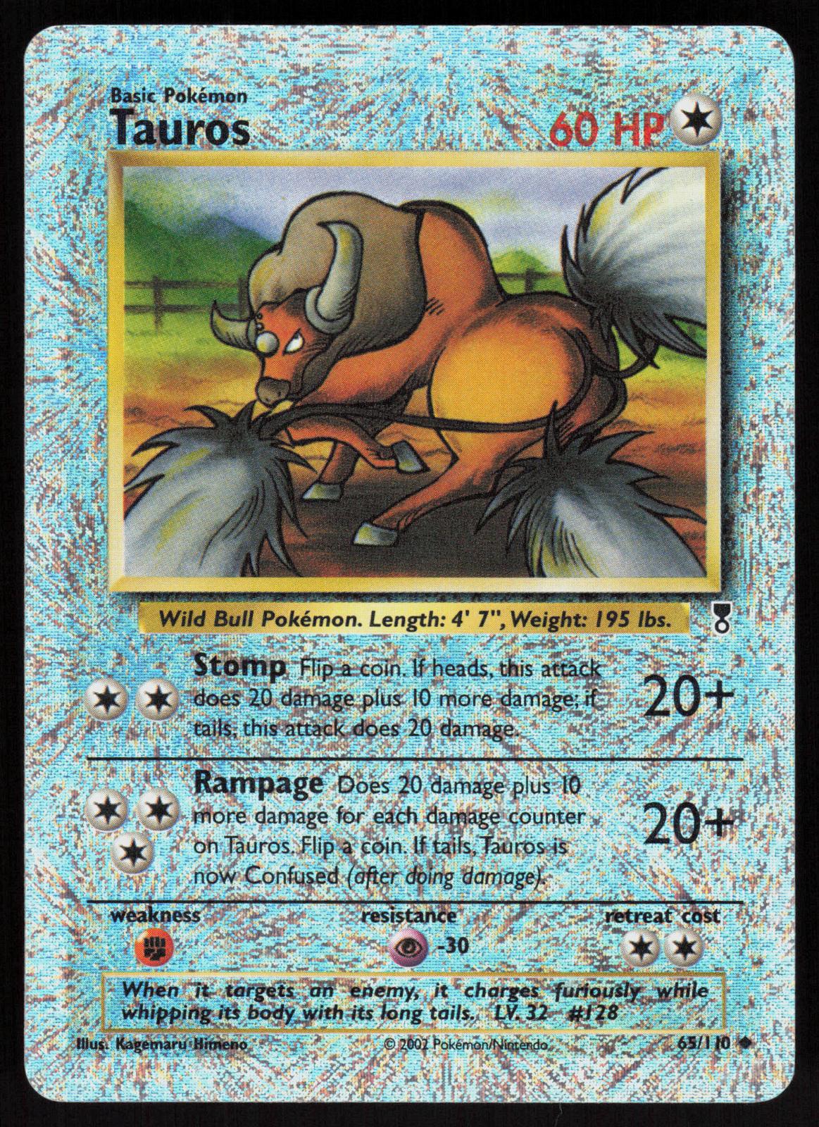 Pokemon Tauros 65/110 Legendary Collection Reverse Holo Moderately Played