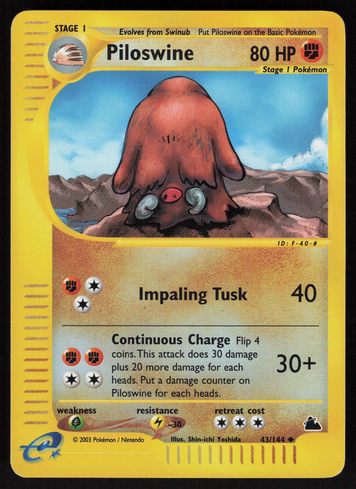 Pokemon Piloswine 43/144 Skyridge Uncommon Reverse Holo Near Mint