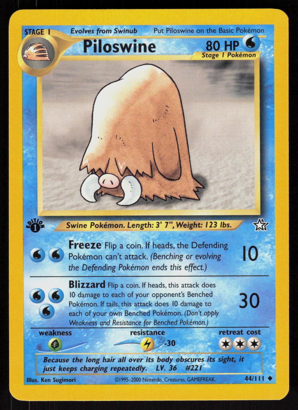 Pokemon Piloswine 44/111 Neo Genesis Uncommon 1st Edition Near Mint