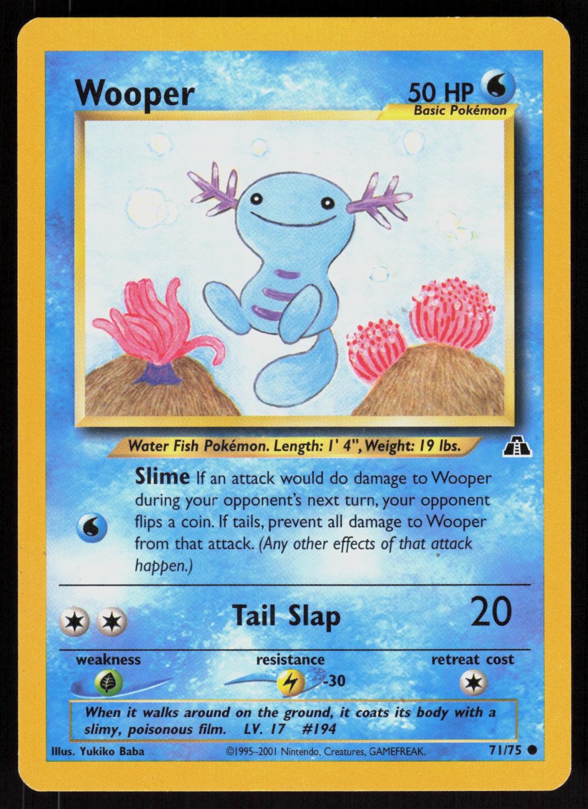 Pokemon Wooper 71/75 Neo Discovery Common Near Mint