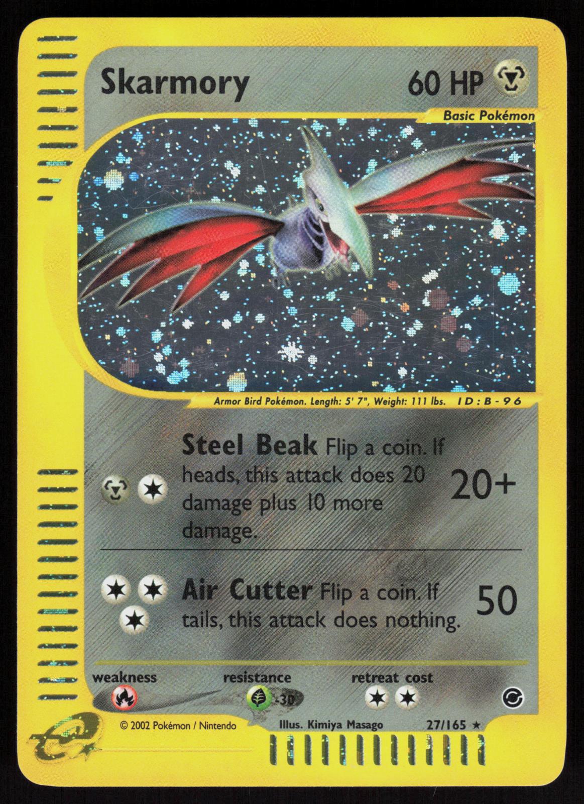 Pokemon Skarmory 27/165 Expedition Holo Rare Moderately Played