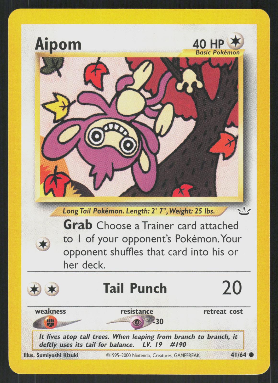 Pokemon Aipom 41/64 Neo Revelation Common Near Mint