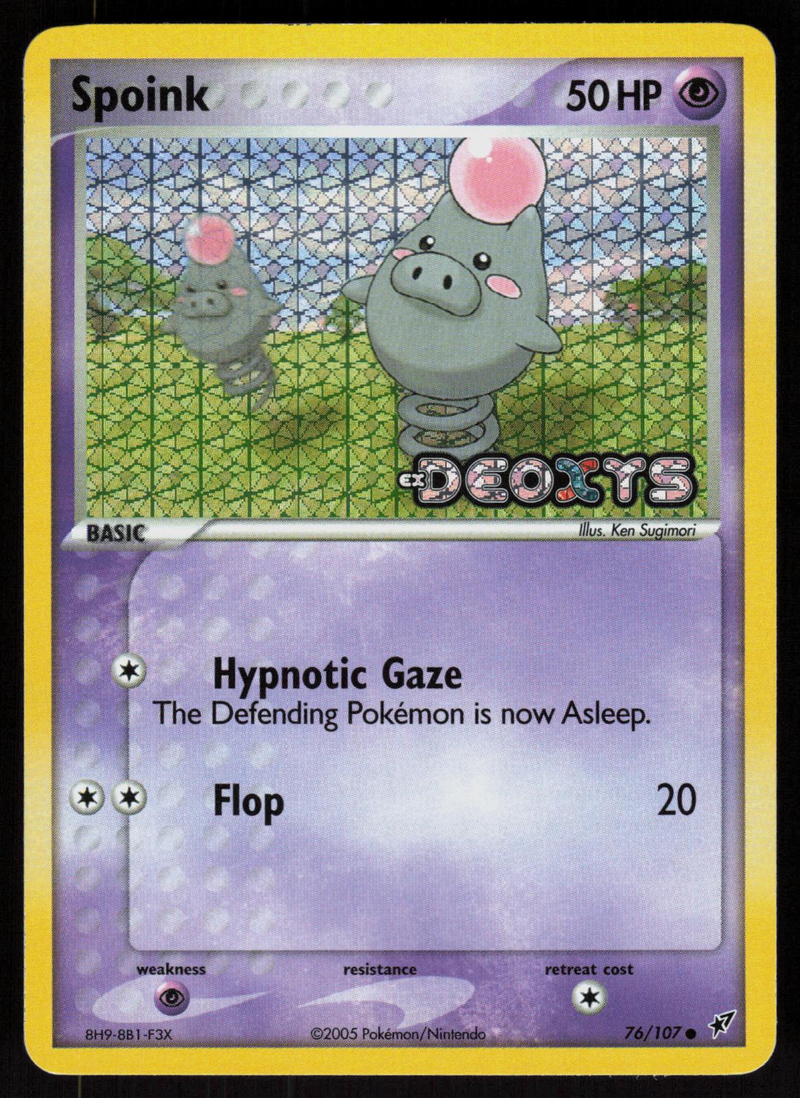 Pokemon Spoink 76/107 Deoxys Common Reverse Holo Near Mint