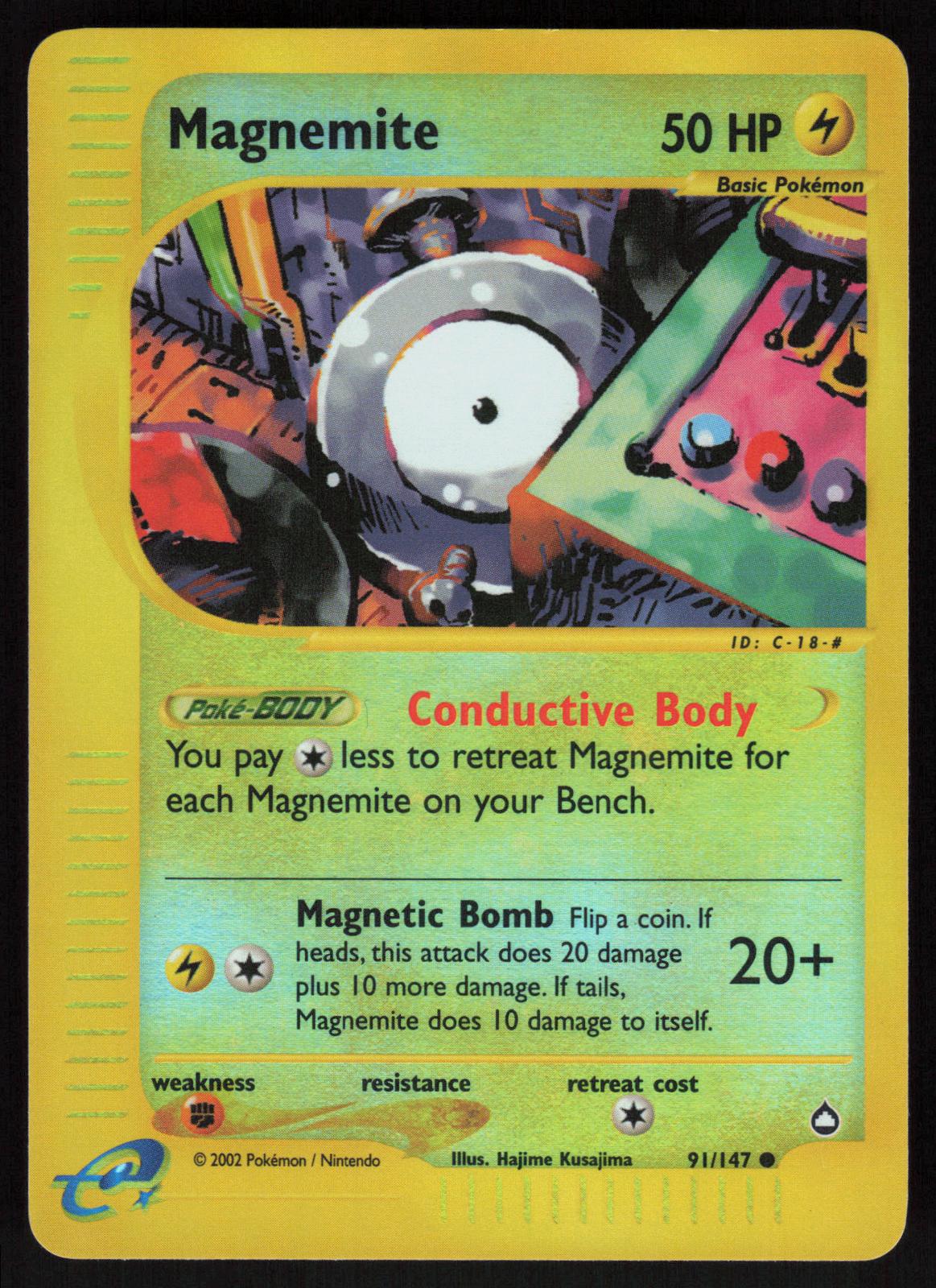 Pokemon Magnemite 91/167 Aquapolis Common Reverse Holo Near Mint